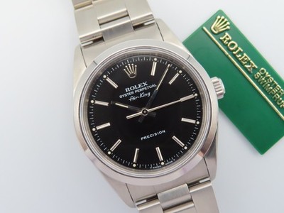 Rolex Air-King 14000 Black Dial 34mm Automatic Wristwatch - 1996 w/ Serial Tag