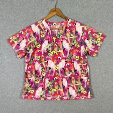 Wild Scrubs Top Womens S Pink Cockatoo Parrot Bird Medical Nurse Nursing Vet