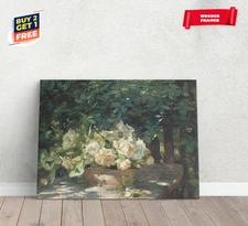 Vintage Flowers on a Table Painting Reproduction Canvas Print Poster Home Decor