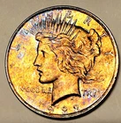 1922 P Peace Dollar TRUE MULTI NATURAL RAINBOW TONED GENUINE SUPER RARE RARE GEM