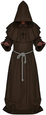 Friar Medieval Hooded Monk Renaissance Priest Robe Costume Cosplay