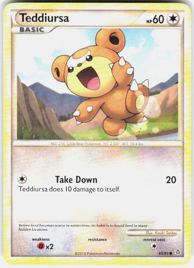Teddiursa 65/95 Common HGSS Unleashed Pokemon LP