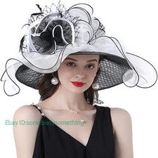 Kentucky Derby Hat Flounce Cocktail Tea Party Bridal Dress Church Feathers Hats