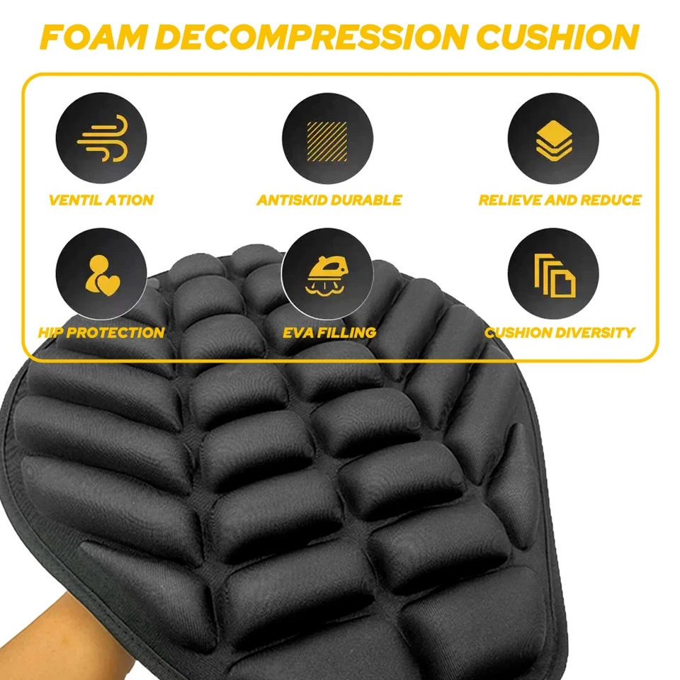 Capa de almofada de assento de motocicleta 3D conforto tapete à prova de choque espuma de lycra universal - Imagem 2 de 4