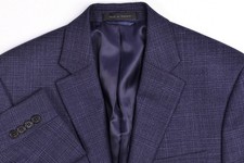 Lauren Ralph Lauren Polyester/Viscose Blue Plaid Blazer Jacket 38 R