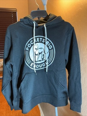 Pockets Big Enough Women s Pullover Hoodie Black White Logo In Front Sz XS