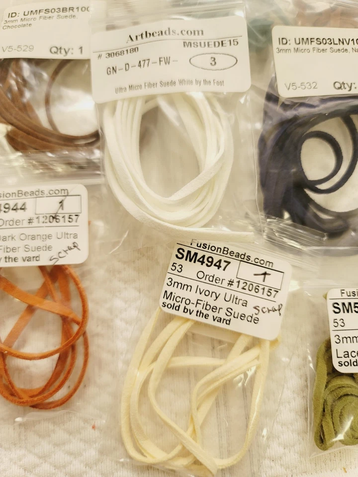 Micro Fiber Suede Beading Cording 3mm Multi Color 16 Pks Plus Samples And ScrapS - Image 3 of 4