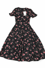 NWT Unique Vintage Black Floral Dress Size XS US 2 New