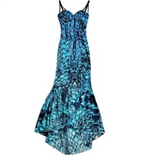 Roberto Cavalli vintage SS 2007 snake scale print satin bustier mermaid dress