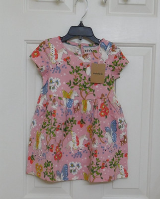 NWT Mini Boden Pink Enchanted Forest Unicorn Print Dress sz 7-8 Years
