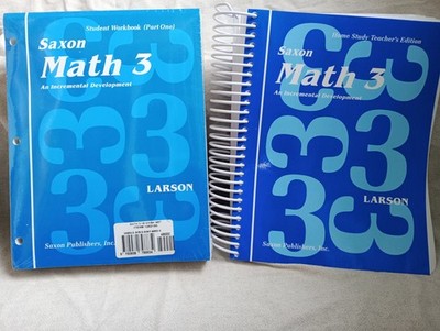 Saxon Third Grade Homeschool Math Kit teacher's home study workbooks flashcards