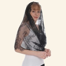 Black Lace Veils Mantillas for Church Headcovering HeadWrap Catholic Latin Mass