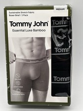 NEW 3 PACK MENS TOMMY JOHN ESSENTIAL LUXE BAMBOO STRETCH BOXER BRIEFS MEDIUM