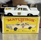 VINTAGE MATCHBOX #55 POLICE CAR MADE in ENGLAND FORD GALAXIE ORIGINAL BOX