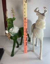 LARGE REINDEER CHRISTMAS DECOR FLOCKED SEQUINS