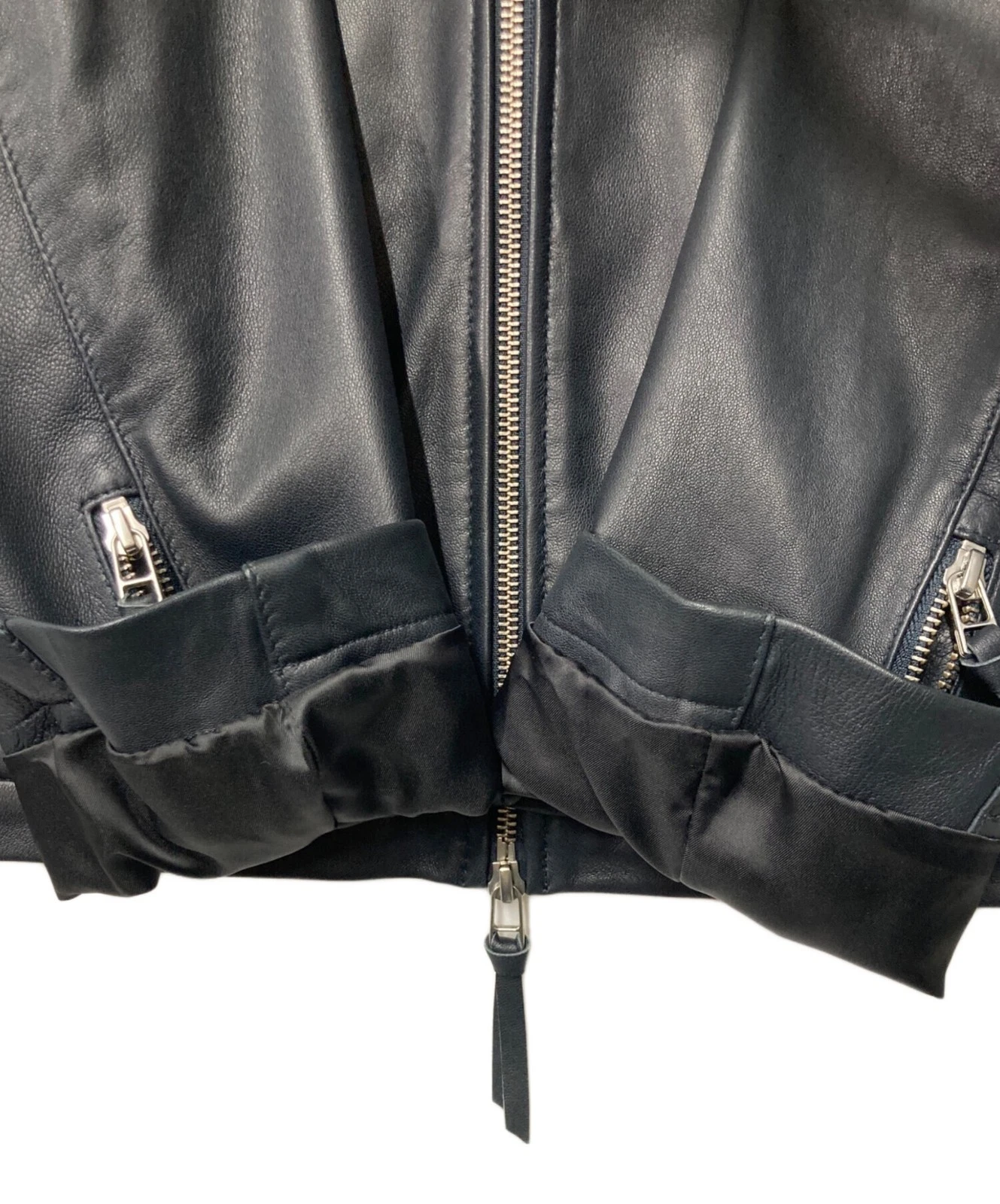 Harris s Single Leather Riders Jacket Men's Size 40 Navy - product detail image 7