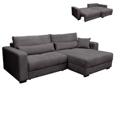 Funktionsecke - grau - Boxspringfederung - Dauerschläfer mit Staukasten Sofa