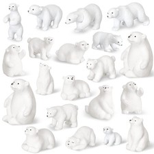 20 Pieces Polar Bear Figurines Arctic Animal Toy Set Resin Baby Bears 3D Mode...