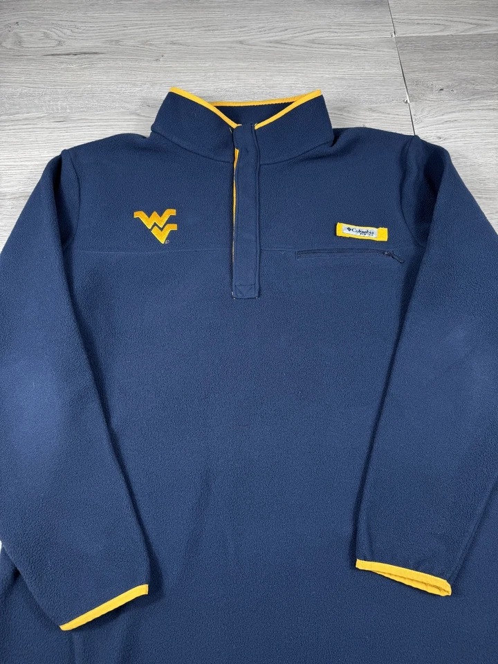 Suéter para hombre West Virginia Mountaineers Columbia XL PFG polar 1/4 cremallera polar Foto 2 de 4