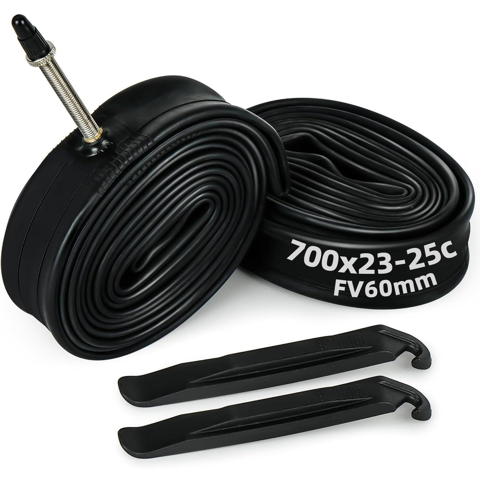 LotFancy 700x23c/25c Bike Tubes, 60mm Presta 700 x 23-25C, V