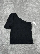 Gap Shirt Womens Small Petite Black Cold Shoulder Top New