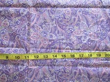 1 yd Cotton Fabric Purple Paisley All Over