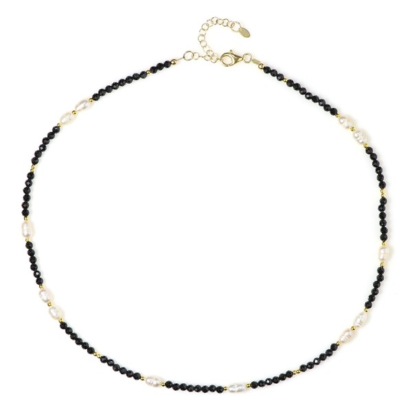 Cavill Silberhalskette 33,24Ct Perlen Spinelle HäMatit Vergoldet-image