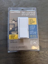 Lutron Diva Fan Control and Light Switch Single Pole DVFSQ-LFH White NEW