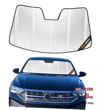 Windshield Sun Shade for VW 2019-2024 with Rearview Mirror Camera - Shiny Silver