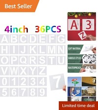 Kids Safe 36 Pcs 4" Alphabet and Number Stencils - Perfect for All Surfaces