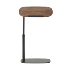 Raymen Walnut Wood C-Shaped Side Table, Adjustable Height & Swivel End