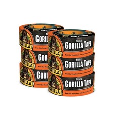 Gorilla Black Duct Tape, 1.88" x 12 yd, Black, Pack of 6 6 Pack