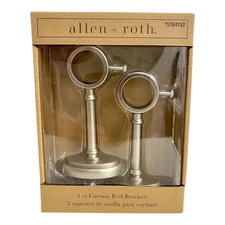 Allen + Roth 2-Pack Brushed Nickel Curtain Rod Bracket NEW Hardware