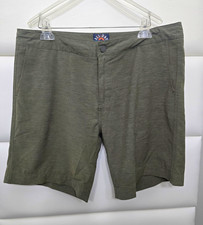 Faherty Men's Green Solid Chino Shorts Recycled Poly Cotton Flat Front Pockets