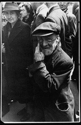 Man outside the offices of the Daily Telegraph in London's Fleet S- Old Photo