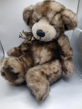 Vintage Russ Cappuccino Teddy Bear: 1990s Faux Fur Plush Brown Plaid Bow