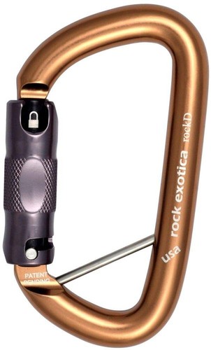 rockD Auto-Lock Bronze Carabiner with Lanyard Pin - Heavy Duty Locking Carabi...