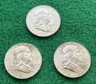 Franklin Half Dollar Lot of 3 - 90% Silver - Wise Intrinsic Silver - Take a 👀!!