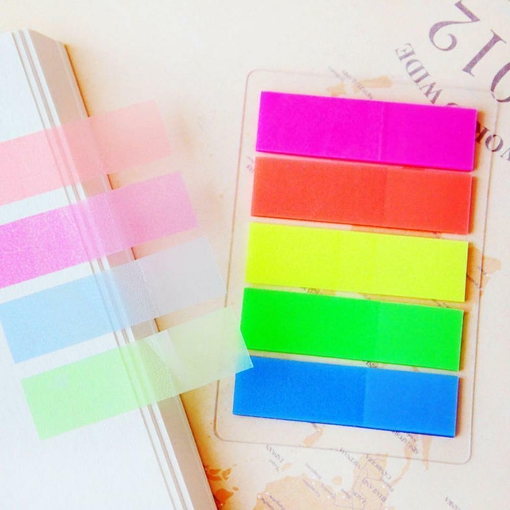 100Pcs Fluorescence Sticky Notes Memo Flags Bookmark Sticker 2026