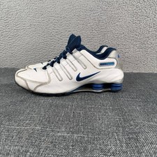 Nike Shox NZ Sneakers da corsa in pelle uomo 10 bianco blu argento 501524-144 rare