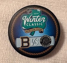2019 NHL Winter Classic Boston Bruins Chicago Blackhawks Hockey Puck Notre Dame