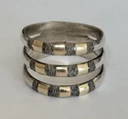 VINTAGE STERLING SILVER 14K GOLD MULTI 3 ROW BAND RING SIZE 9