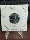 1943-D Steel Wheat Penny BU Brilliant Uncirculated WWII Steel Cent Lincoln Cent