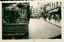 1945 WWII US Army 644th TD GI's France Photo truck convoy in city