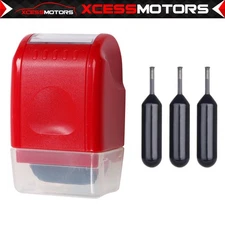 0.67In Identify Theft Protection ID Guard Wide Roller Stamp w/ 3 Ink Refill Red