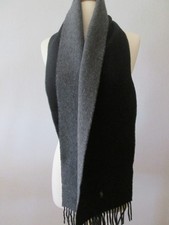 Polo Ralph Lauren Men's Black Gray Wool Blend Reversible Scarf Made In Italy