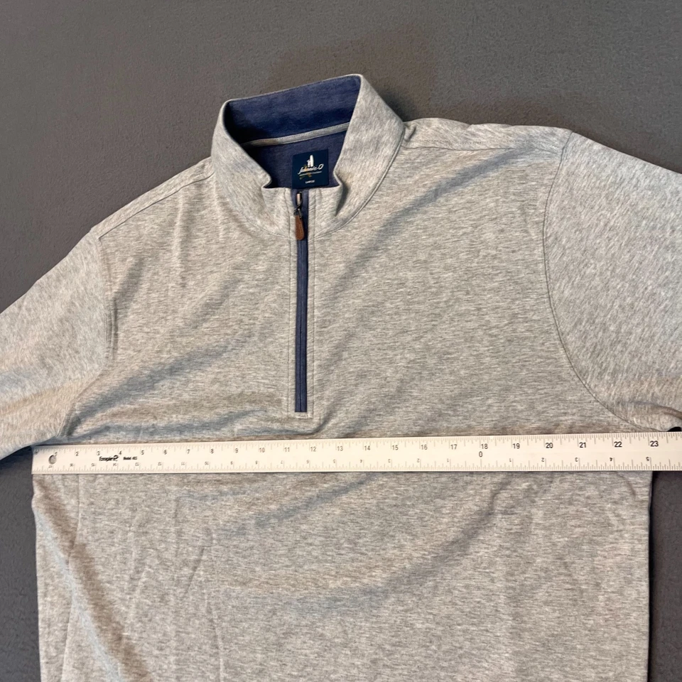 johnnie-O Mens Sz Lg Sully 1/4 Zip Pullover Light Gray Blue Wrinkle Resistant - Image 3 of 4