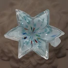 Murano Italian Hand Blown Glass Blue Art Flower Twisted Stem Vetro Eseguito