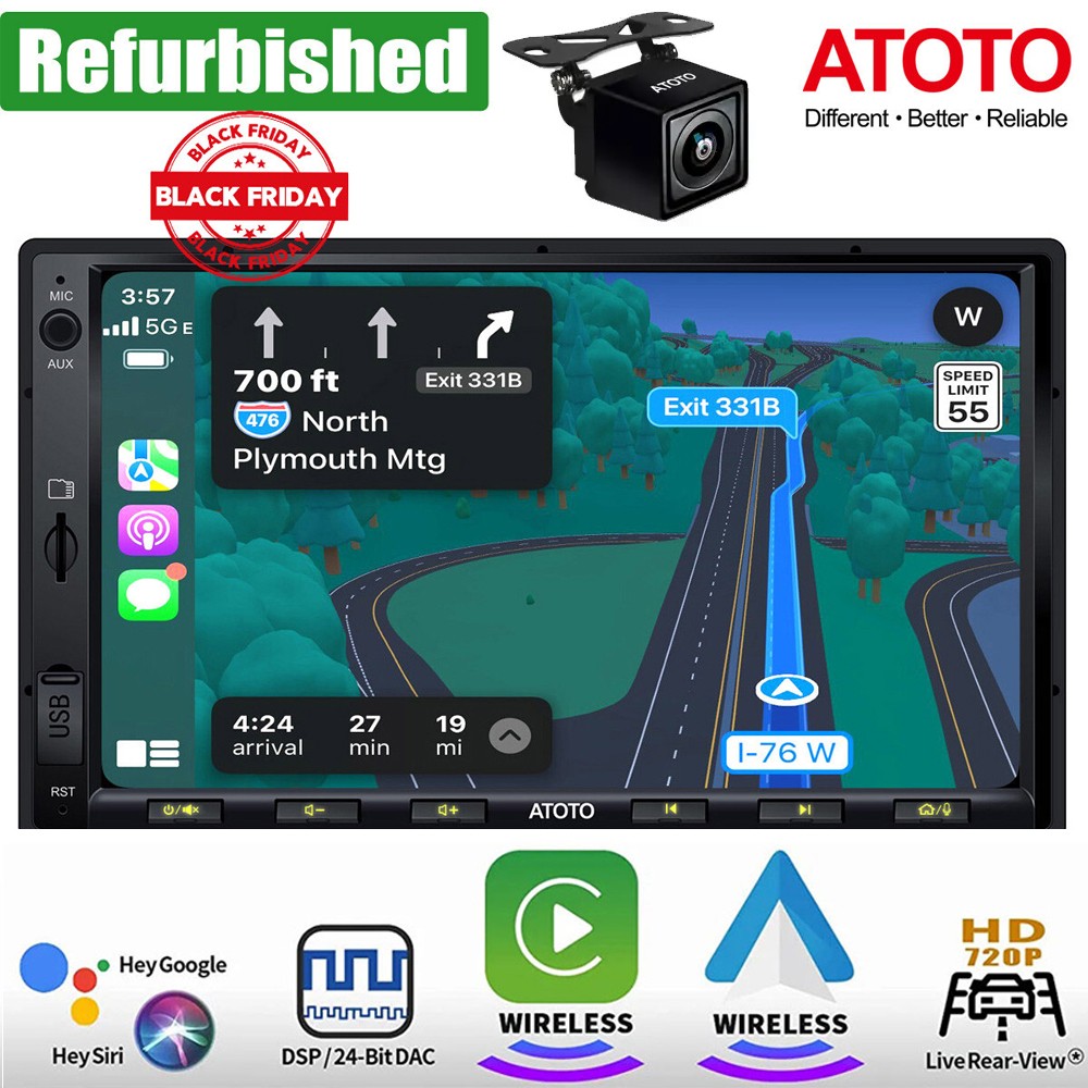 ATOTO Android Double Din Car Stereo Wireless Android Auto&CarPlay,Fast ...