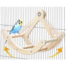 Bird Perch Toy, Interactive Rocking Parakeet Toys and Cage Installation Wood